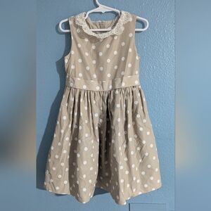 Neiman Marcus Beige and White Polka Dot Kids Dress